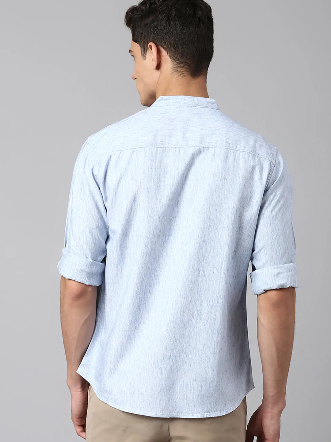 Men's Light Blue Solid Shirts