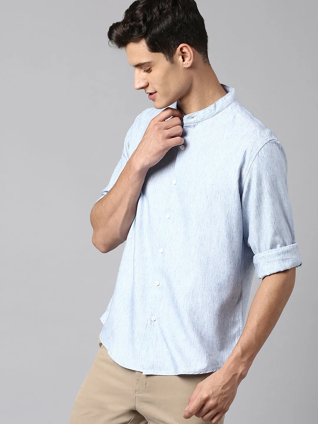 Men's Light Blue Solid Shirts