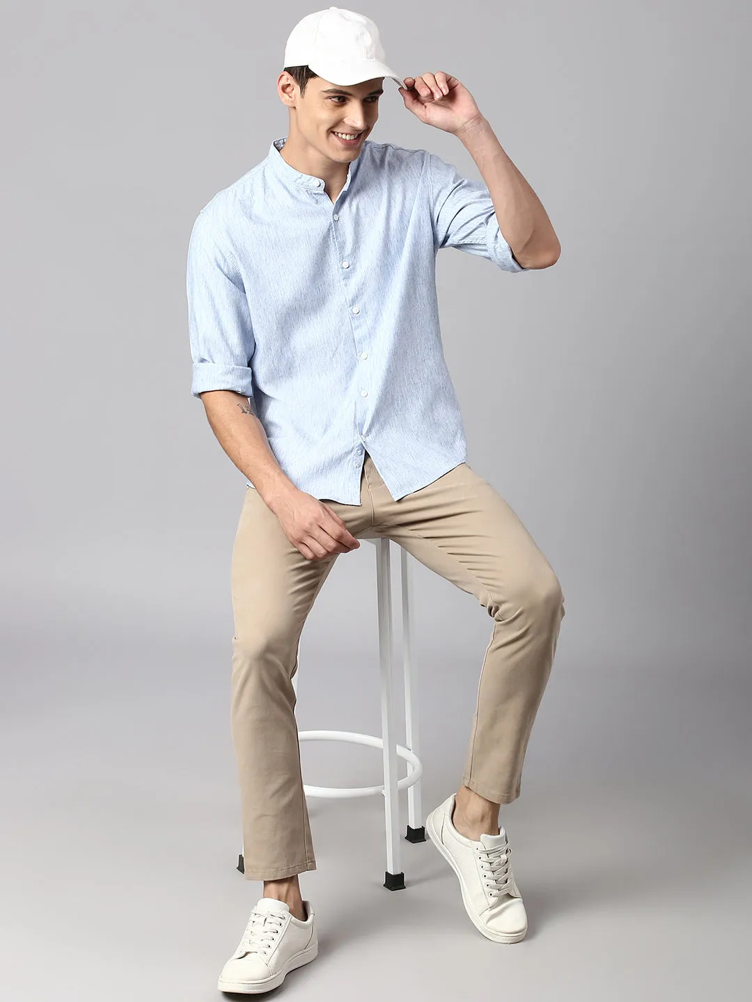 Men's Light Blue Solid Shirts