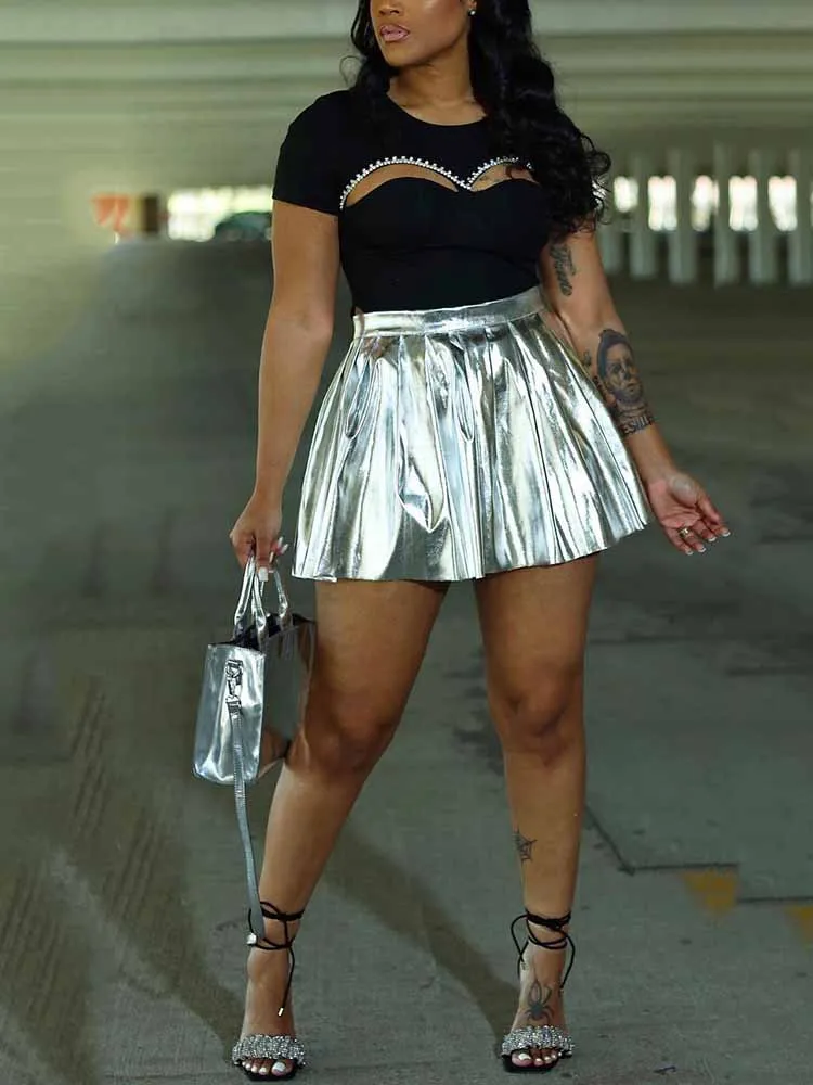 Metallic Pleated Skirts