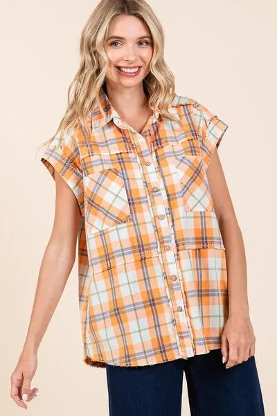 Mineral Wash Plaid Button Down Shirt