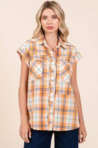 Mineral Wash Plaid Button Down Shirt