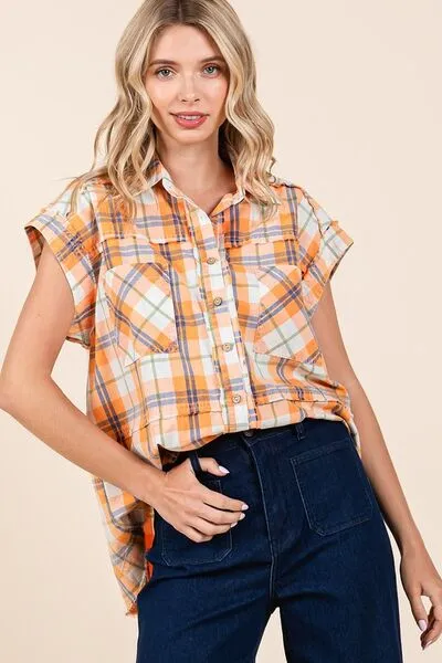 Mineral Wash Plaid Button Down Shirt
