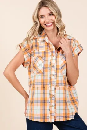Mineral Wash Plaid Button Down Shirt