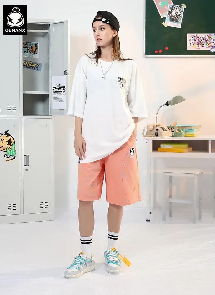 Minimalist Logo Print Cotton Sporty Shorts