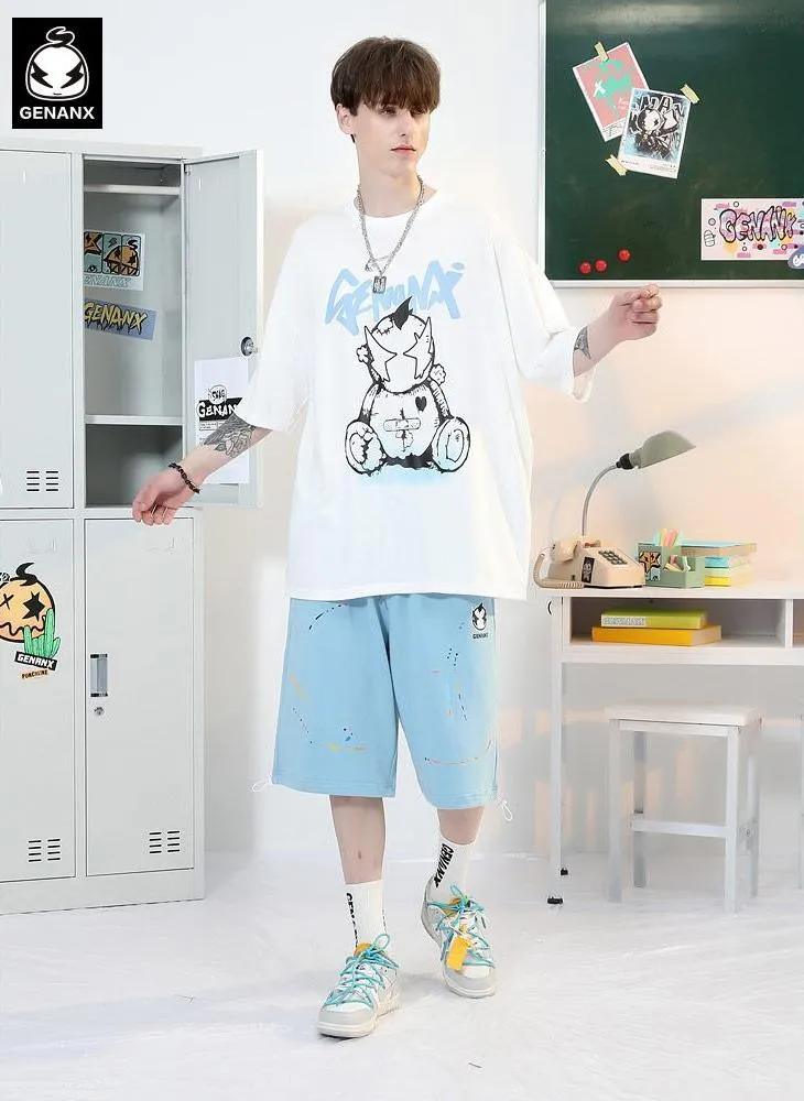 Minimalist Logo Print Cotton Sporty Shorts