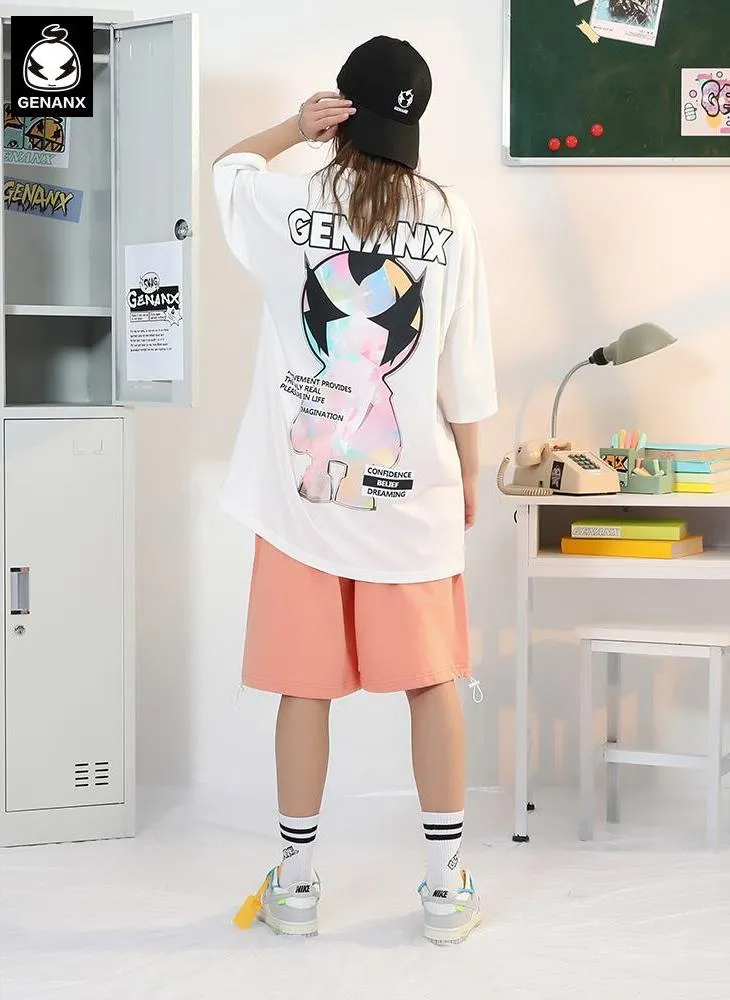 Minimalist Logo Print Cotton Sporty Shorts