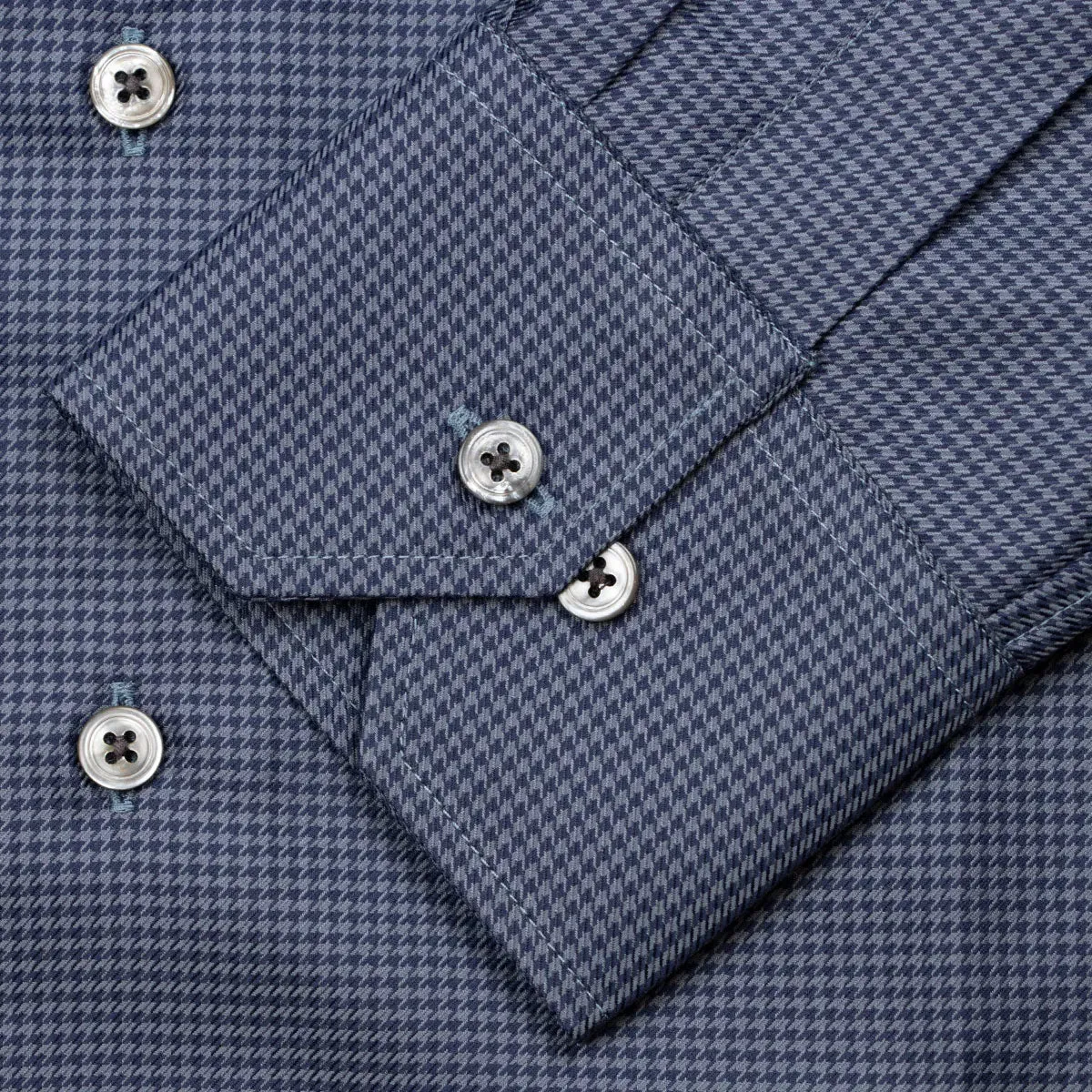 Navy Dogstooth Gemma Cotton Long Sleeve Shirt