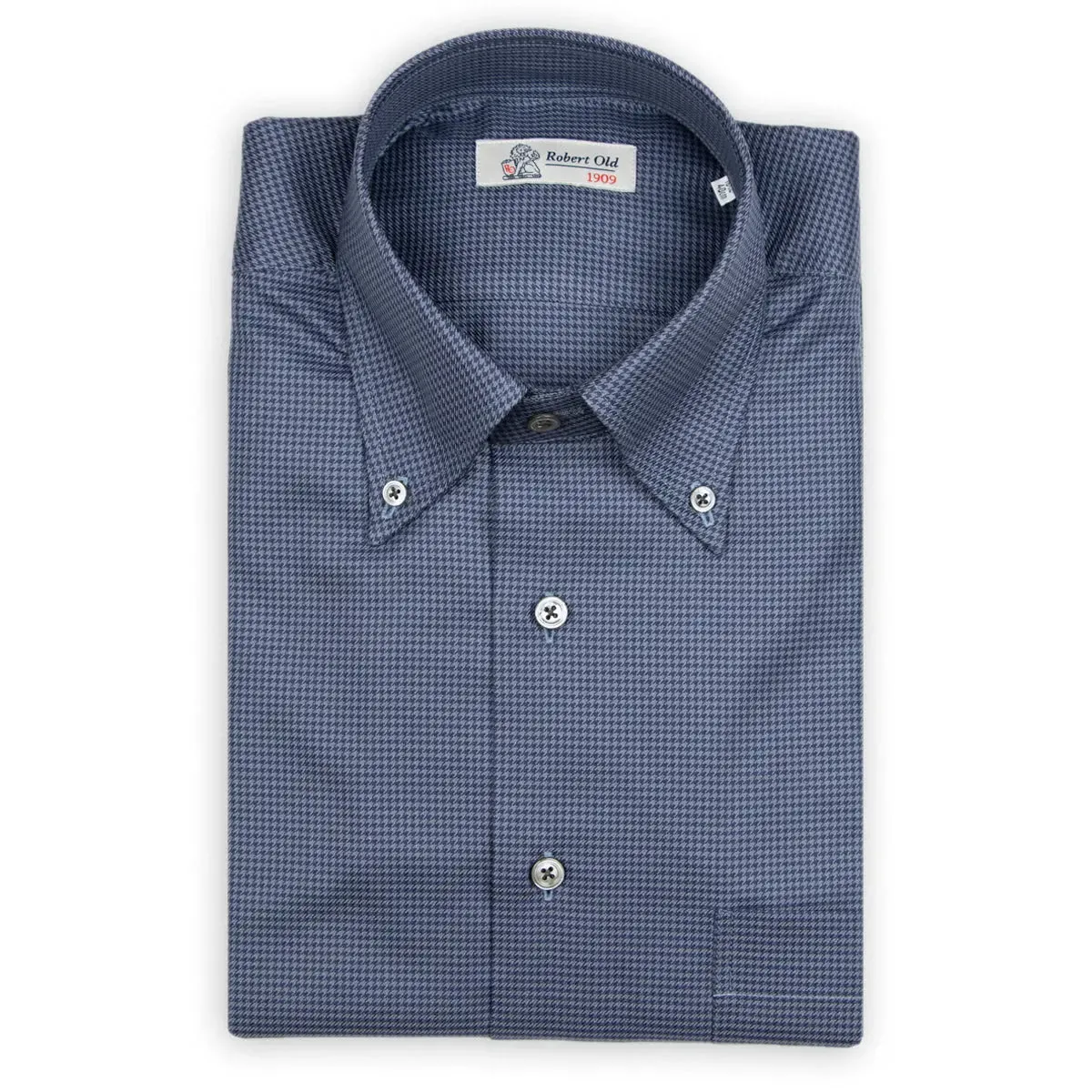 Navy Dogstooth Gemma Cotton Long Sleeve Shirt