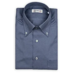 Navy Dogstooth Gemma Cotton Long Sleeve Shirt