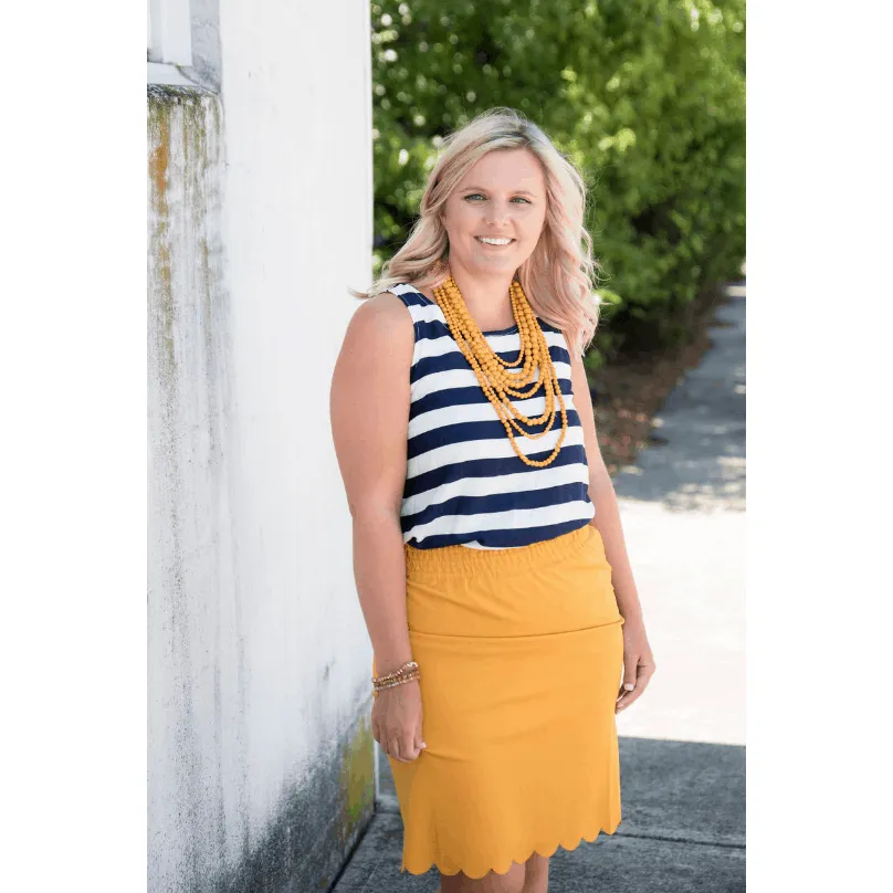 Navy Striped Woven Tank