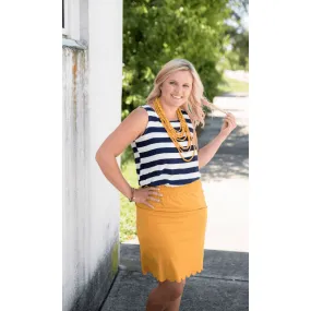 Navy Striped Woven Tank