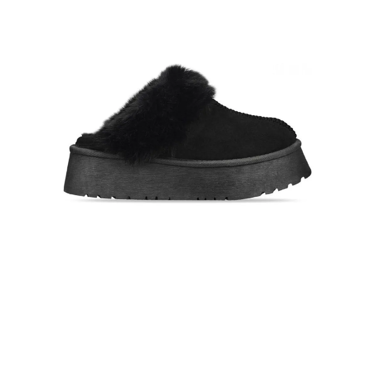 NOTCH PLATFORM  SLIPPER FAUX FUR FLUFFY SHOES