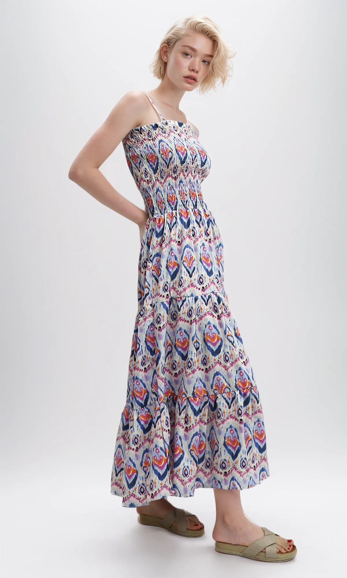 O192254 Summer Maxi Dress With Colorful Pattrned