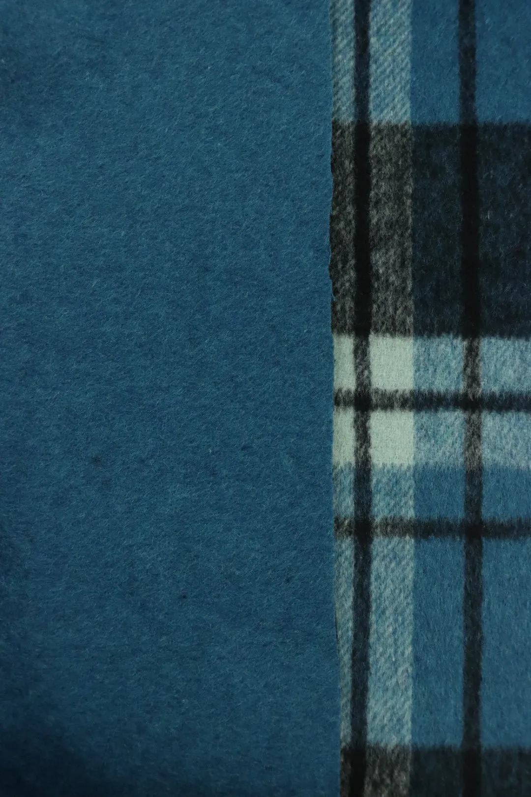 Ocean/Black/Ivory Plaid Melton Double Weave Wool | By The Half Yard