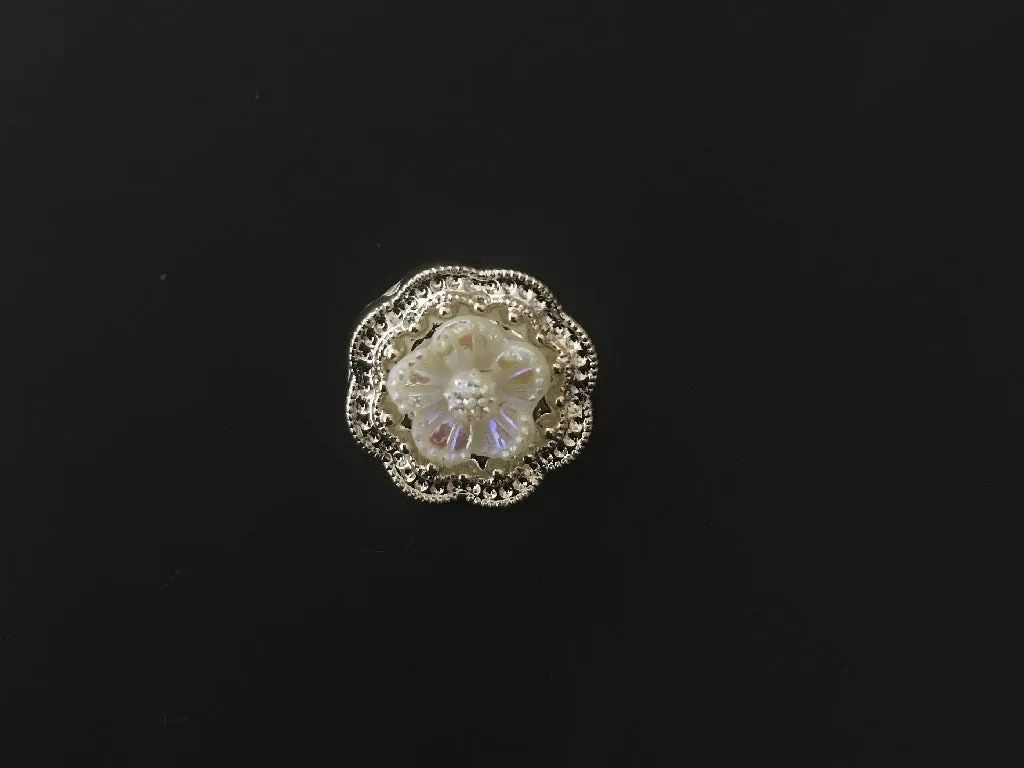 Off White Designer Flower Acrylic Buttons