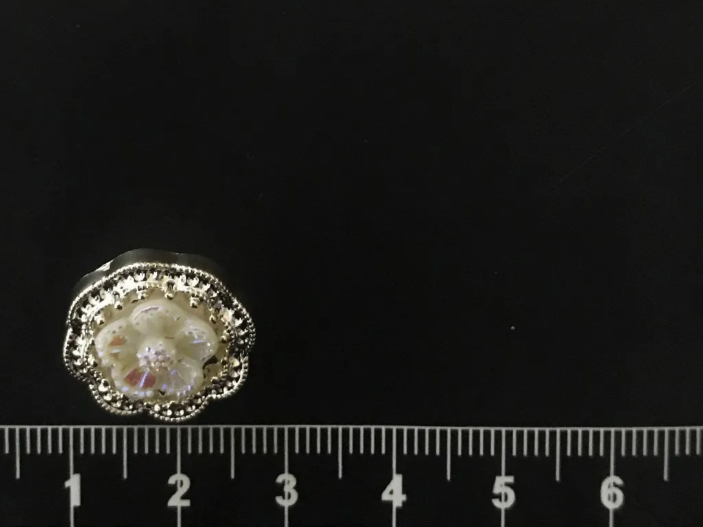 Off White Designer Flower Acrylic Buttons
