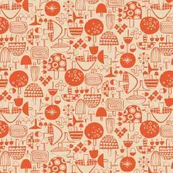 Omatsuri Nakama- Kinoko Ippai Crimson Unbleached Cotton