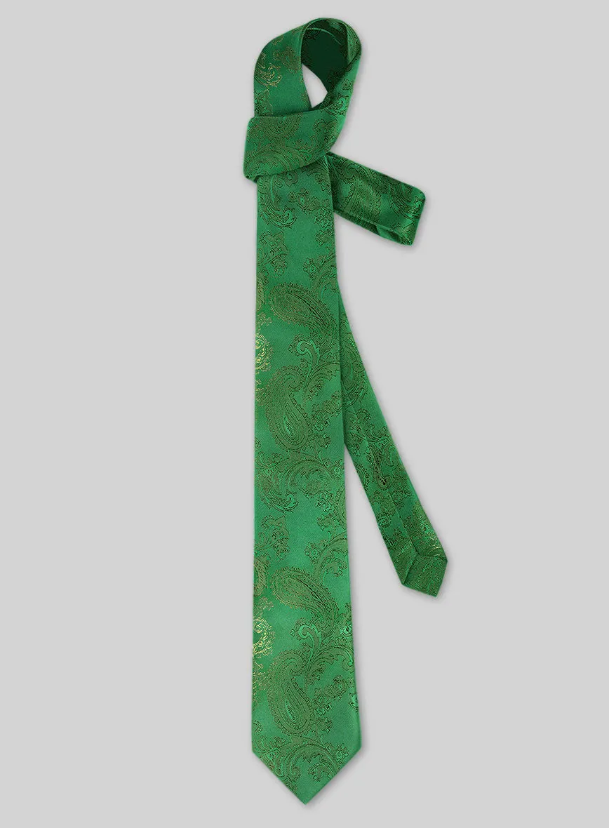 Paisley Green Satin Tie