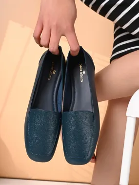 Pelle Albero Female's Blue Leather Flat Ballerina