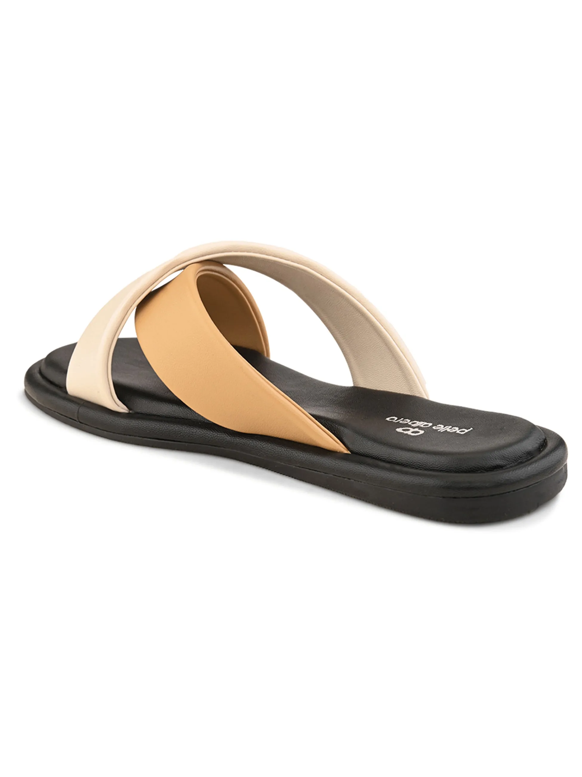 Pelle Albero Female's Cream Faux Leather Flat Slipper