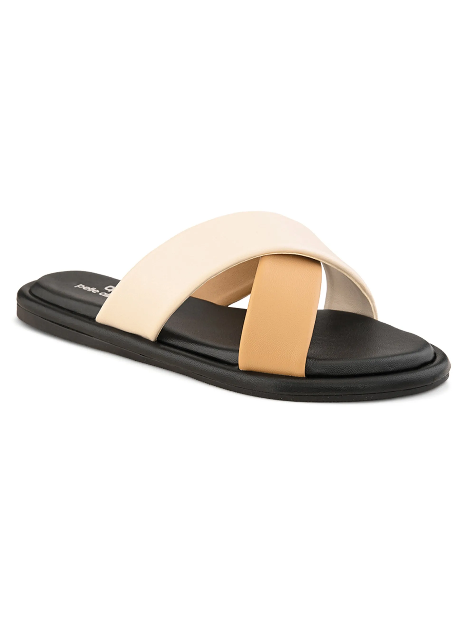 Pelle Albero Female's Cream Faux Leather Flat Slipper