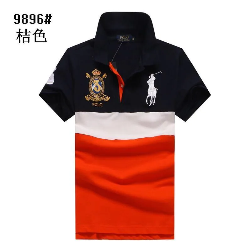 PRL Custom Fit Crown Big Pony 1967 Blue White Orange polo Shirt