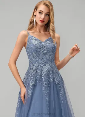 Prom Dresses V-neck Ball-Gown/Princess Tulle Floor-Length Kaitlyn