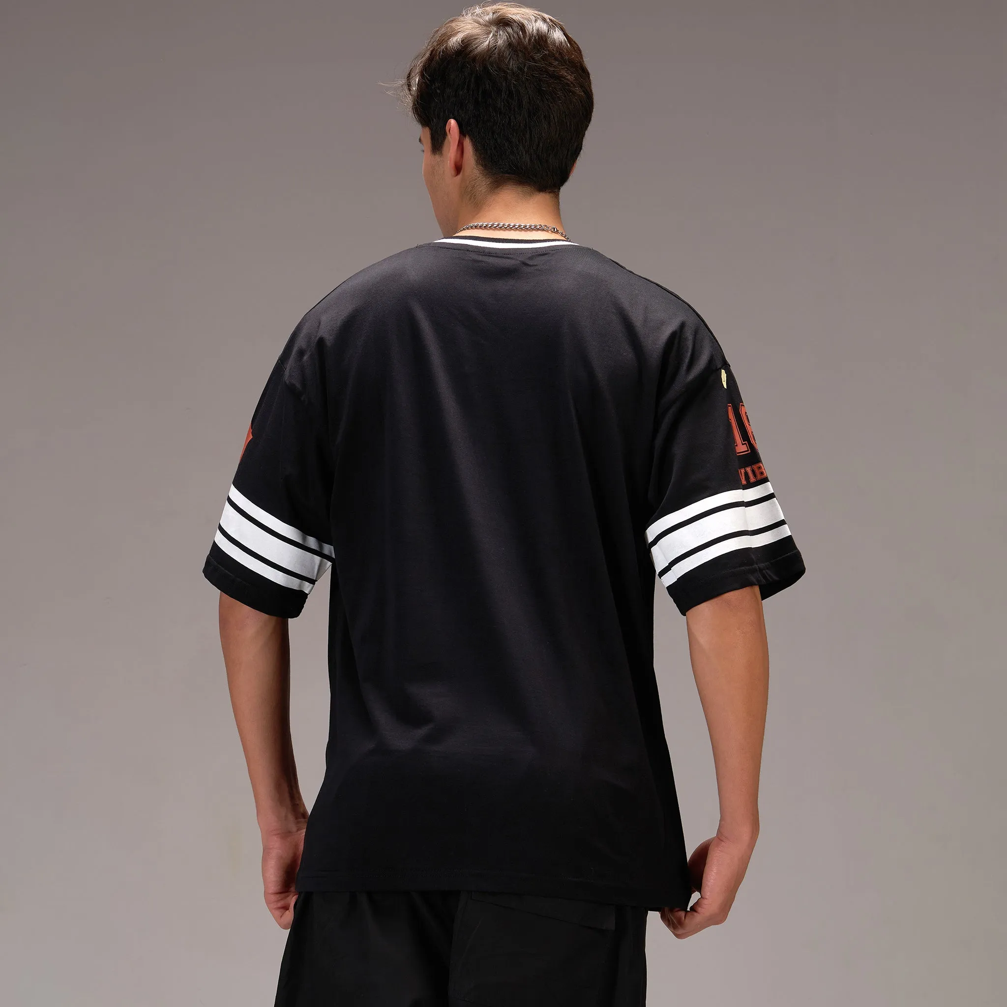"No- 16" Oversize Varsity Black T-shirt for Men