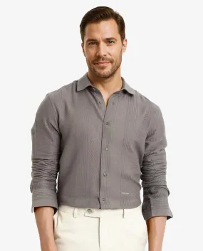 Rare Rabbit Men Aube Olive Cotton Fabric Full Sleeve Regular Fit Dobby Plain Shirt