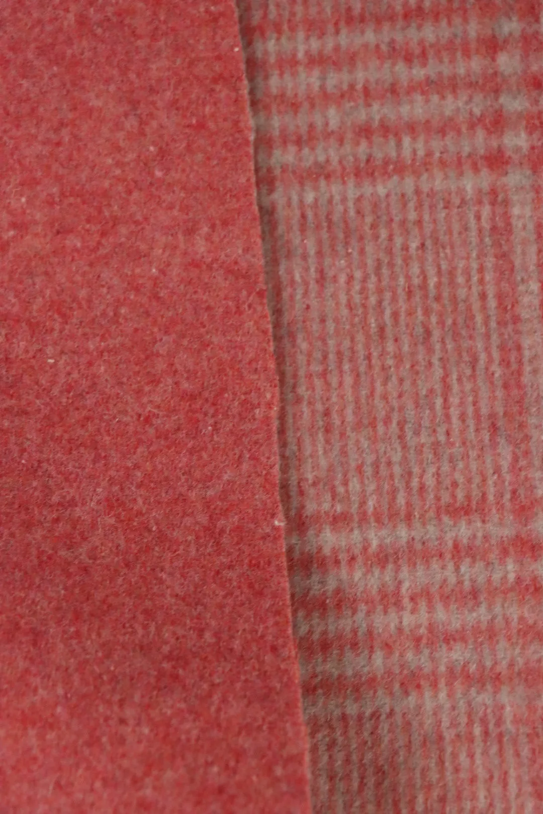 Red Blush & Linen Plaid Melton Double Weave Wool | By The Half Yard