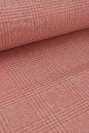 Red Blush & Linen Plaid Melton Double Weave Wool | By The Half Yard