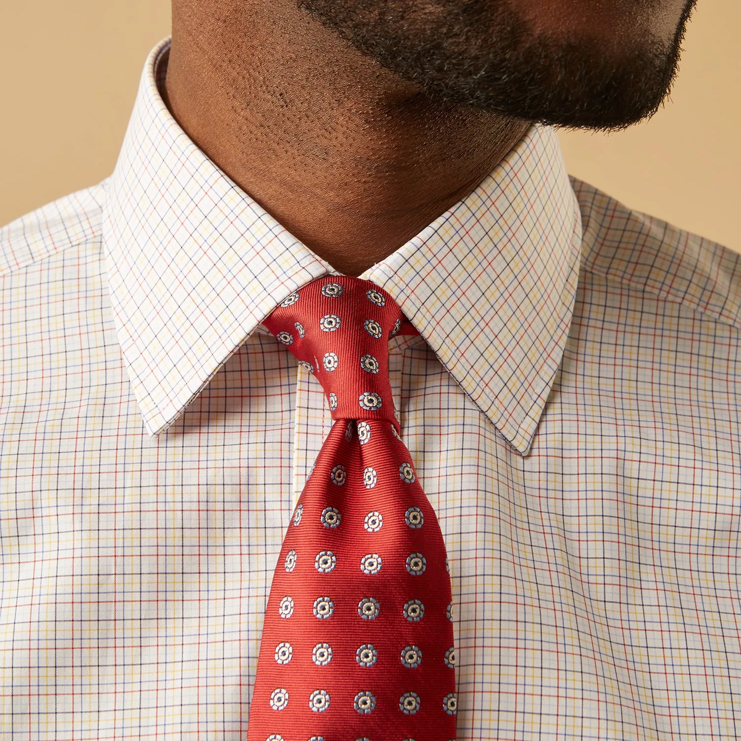 Red Multi Check Regular Fit Mayfair Shirt