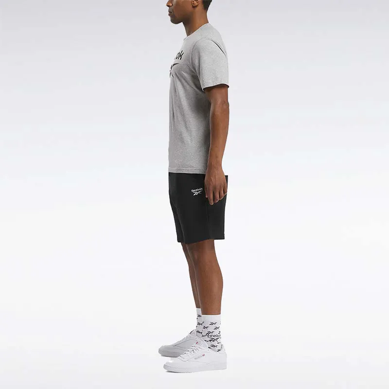 REEBOK MEN'S IDENTITY SMALL LOGO FLEECE BLACK SHORT