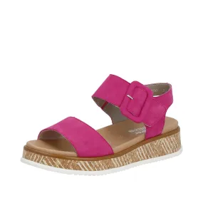 Rieker W0800-31 Ladies Pink Suede Touch Fastening Sandals