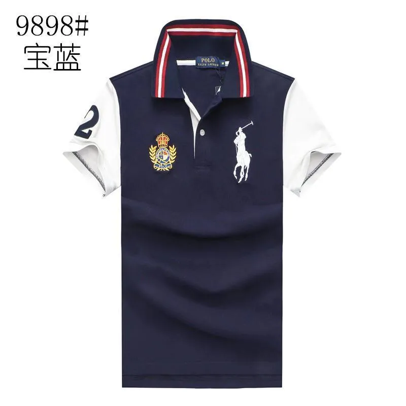 RL Custom Fit Crown White Big Pony HO NavyBlue polo Shirt