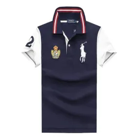 RL Custom Fit Crown White Big Pony HO NavyBlue polo Shirt