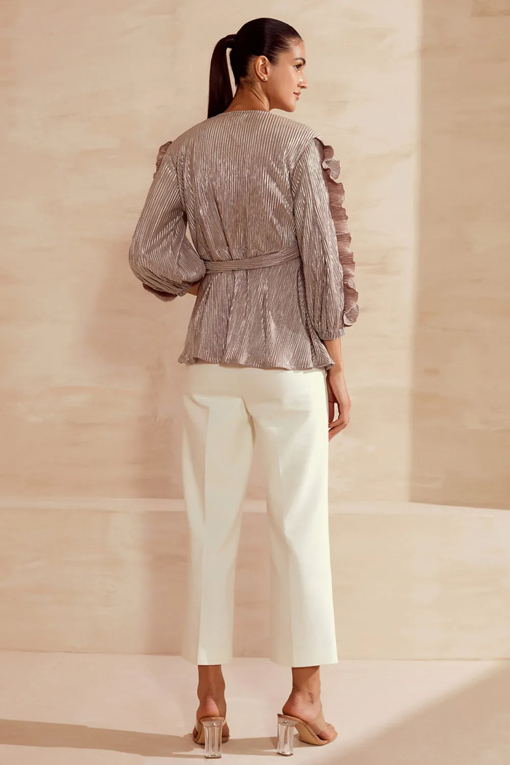 Ruffled Sleeved Wrap Blouse