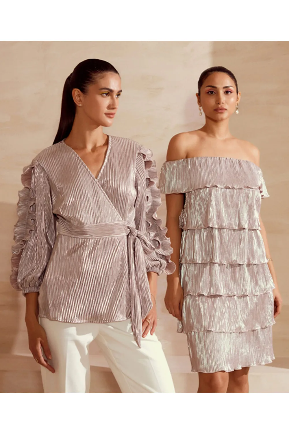 Ruffled Sleeved Wrap Blouse