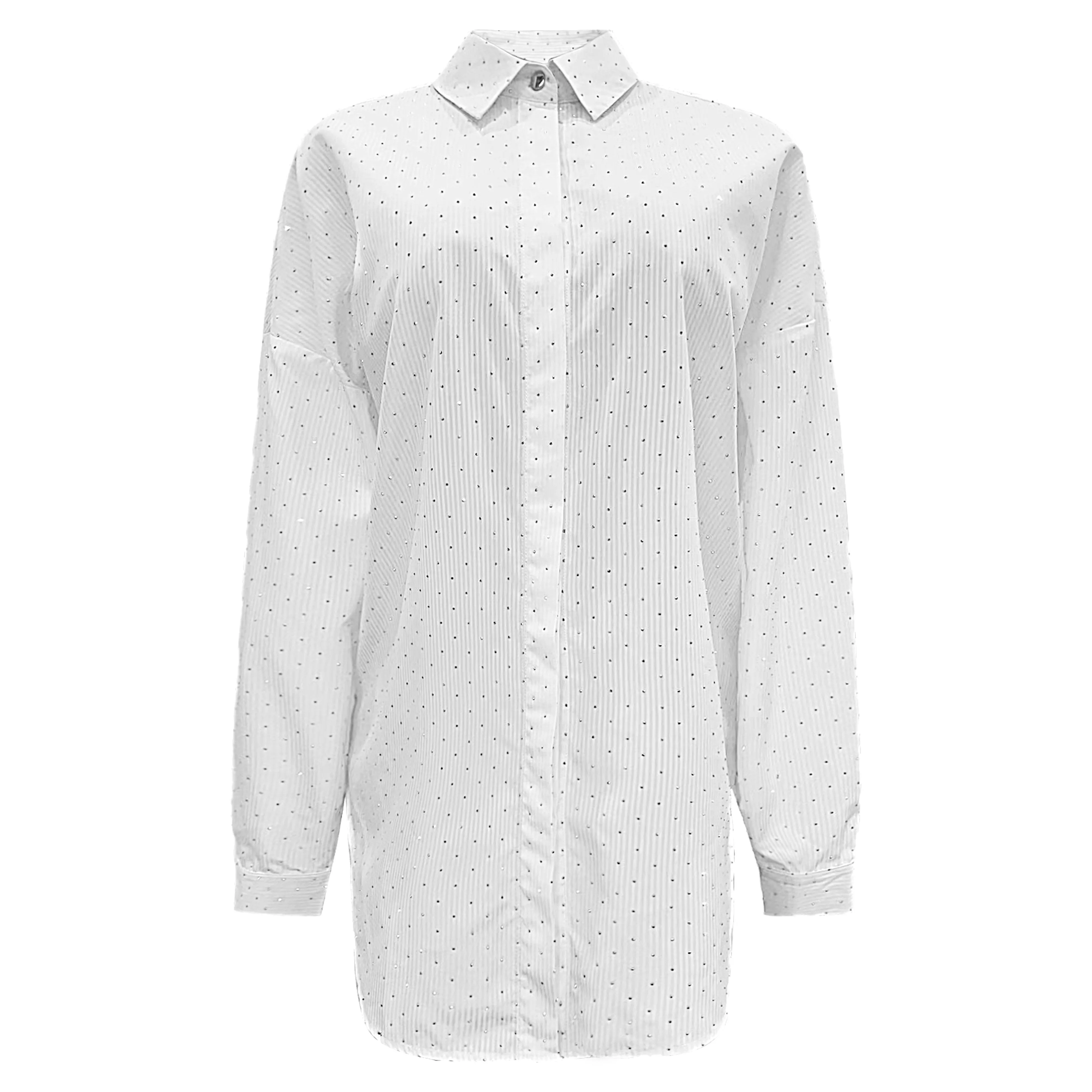 SARA-LS-SHIRT - WHITE DIAMOND STRIPE