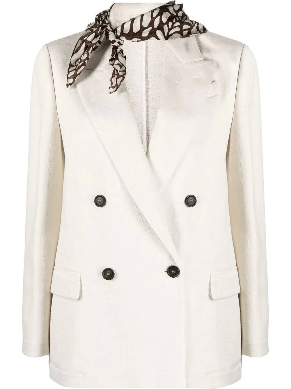scarf-detail double-breasted blazer
