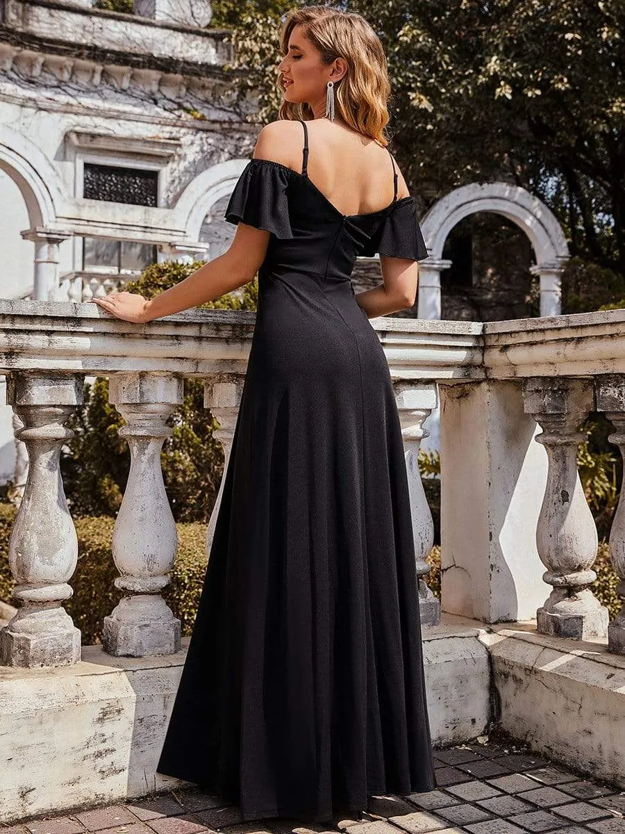 Sexy A-Line Evening Dress with Cold Shoulder