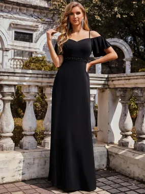 Sexy A-Line Evening Dress with Cold Shoulder