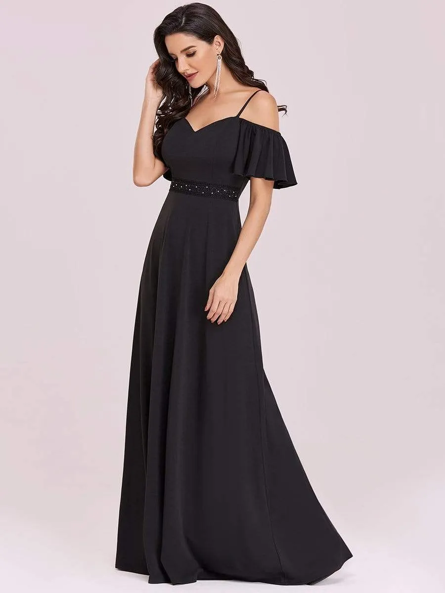 Sexy A-Line Evening Dress with Cold Shoulder