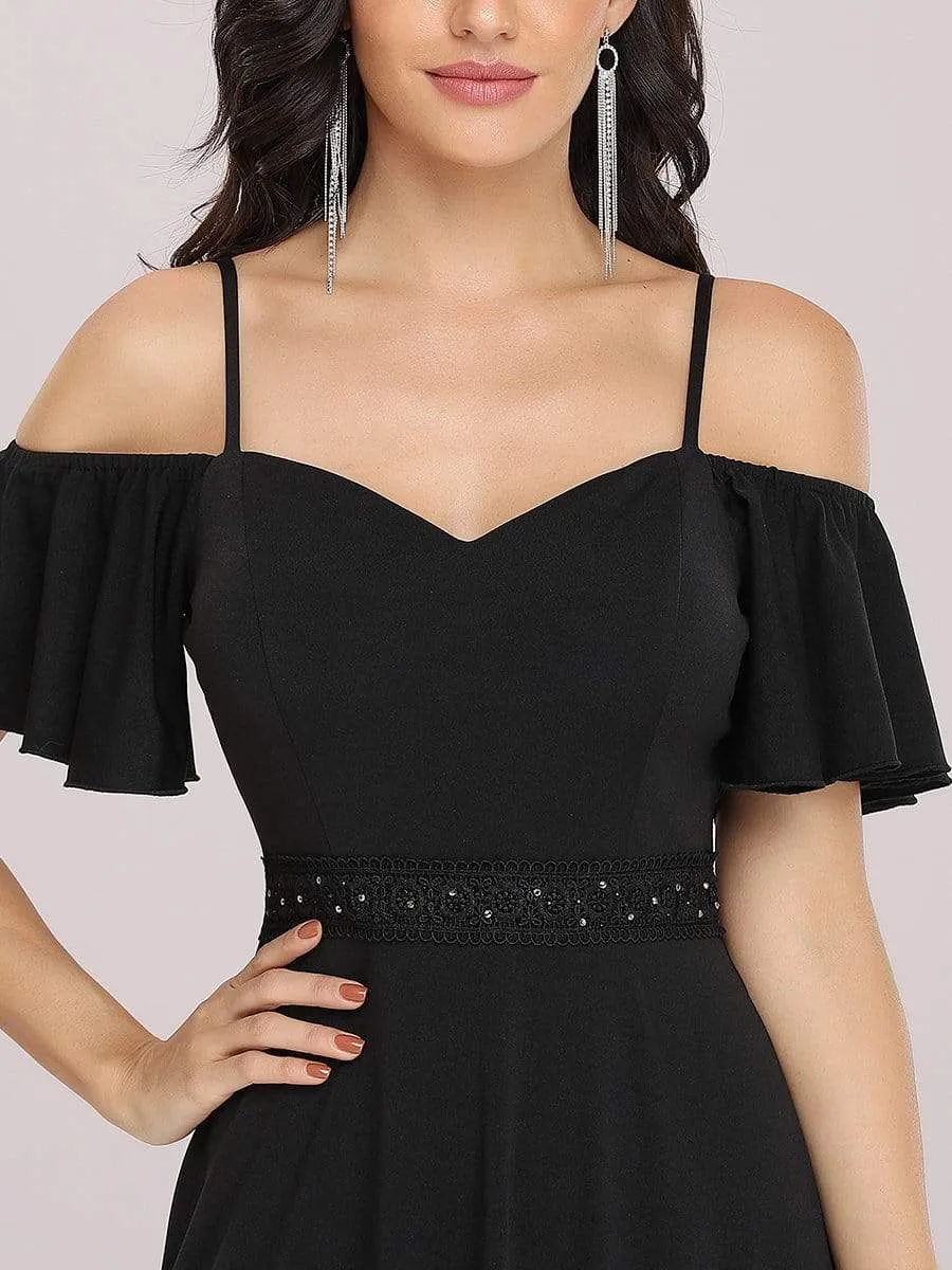 Sexy A-Line Evening Dress with Cold Shoulder