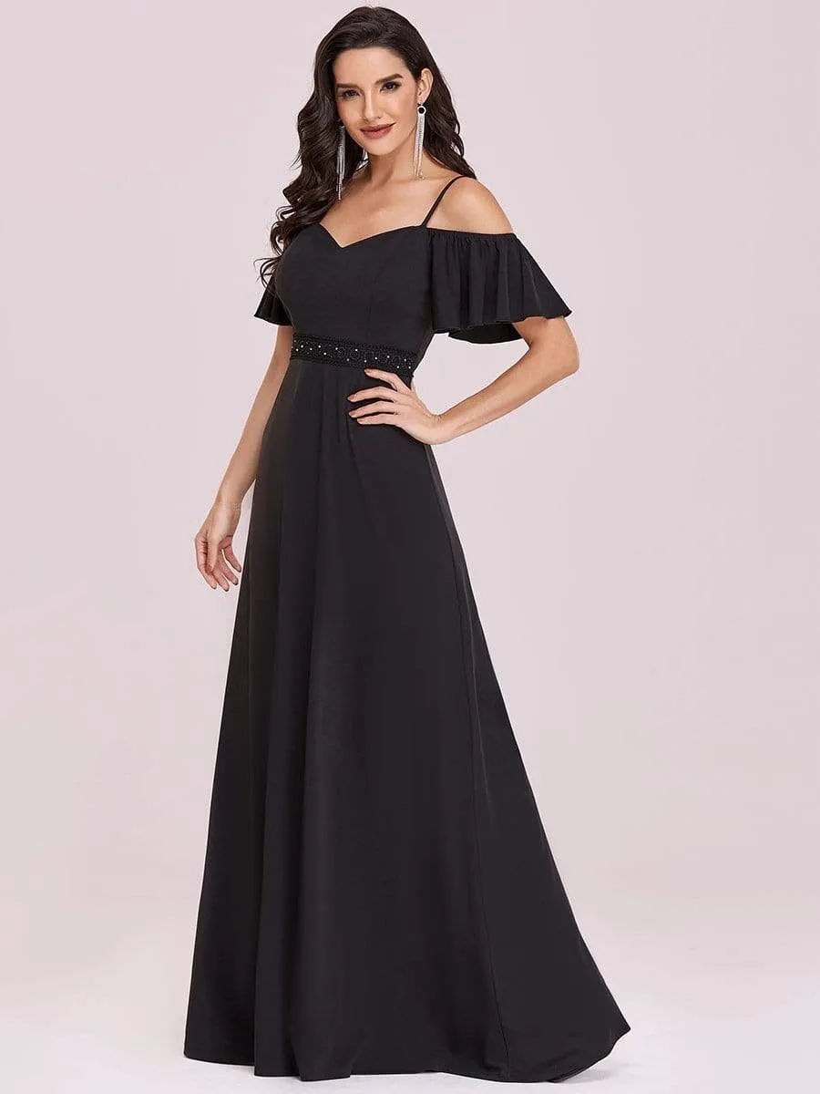 Sexy A-Line Evening Dress with Cold Shoulder