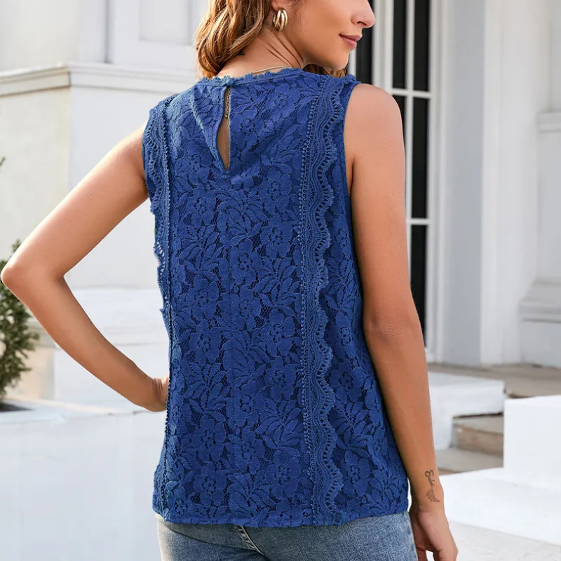 Sleeve Less Knitted Laced Blouse
