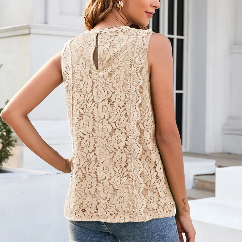 Sleeve Less Knitted Laced Blouse