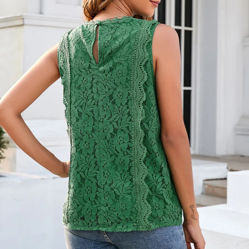 Sleeve Less Knitted Laced Blouse