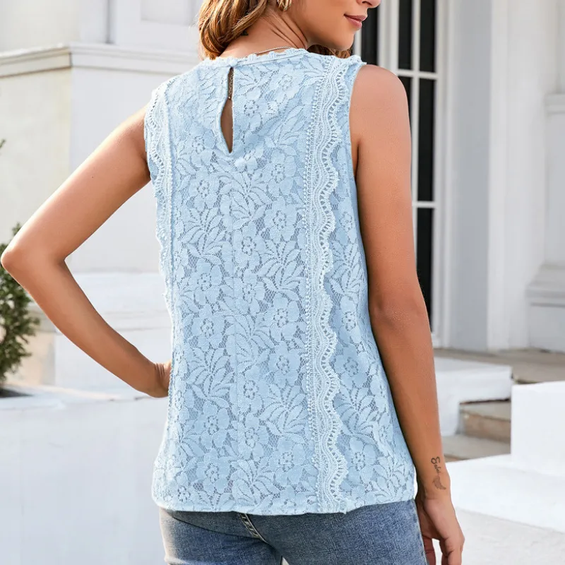 Sleeve Less Knitted Laced Blouse